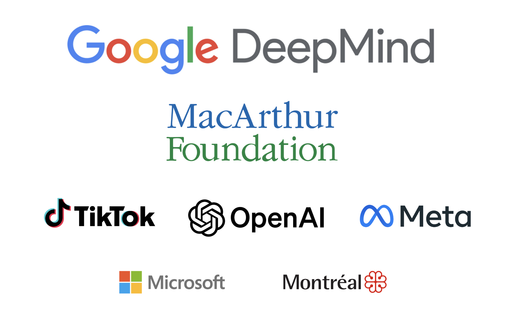 2026 Sponsors: Google DeepMind, MacArthur Foundation, TikTok, OpenAI, Meta, Microsoft, Montréal